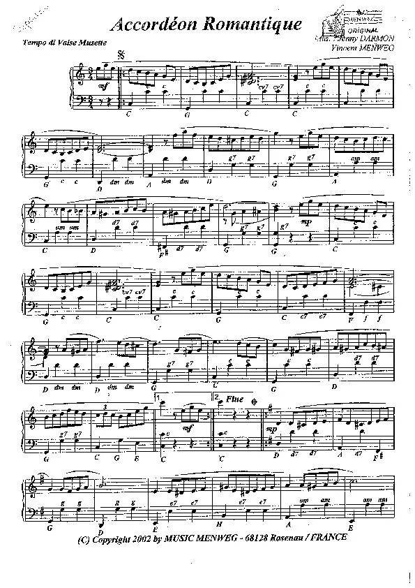 télécharger la partition d'accordéon Accordéon Romantique (Valse Musette) au format PDF
