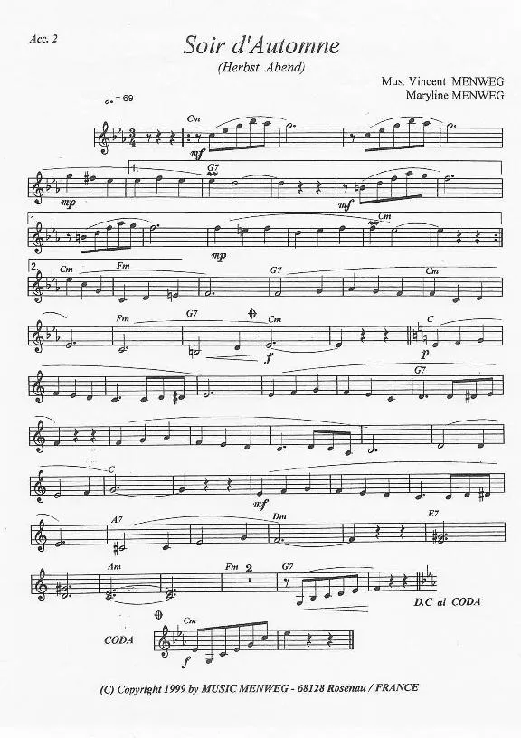 télécharger la partition d'accordéon Soir d'automne (Herbst Abend) (2ème Accordéon) (Valse) au format PDF