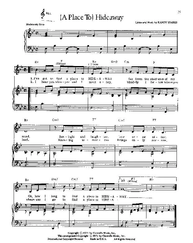 télécharger la partition d'accordéon A place to hideaway (Slow) au format PDF