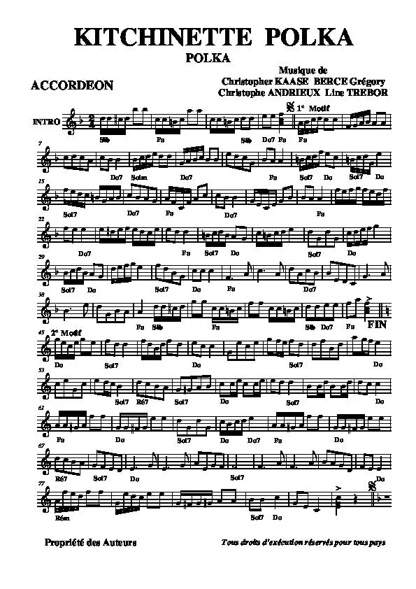 télécharger la partition d'accordéon Kitckinette polka au format PDF