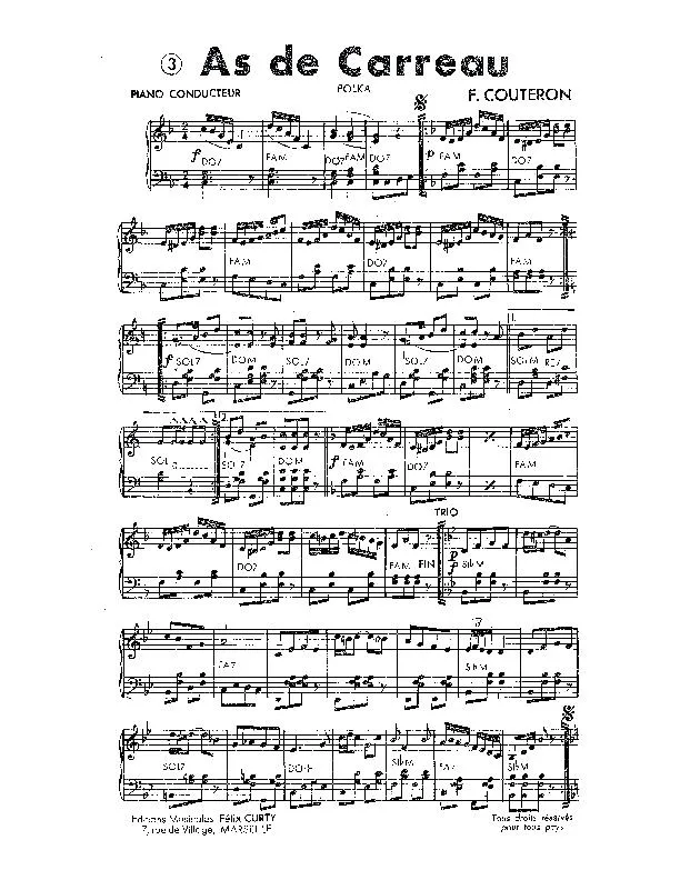 télécharger la partition d'accordéon As de carreau (Polka) (Orchestration Complète) au format PDF