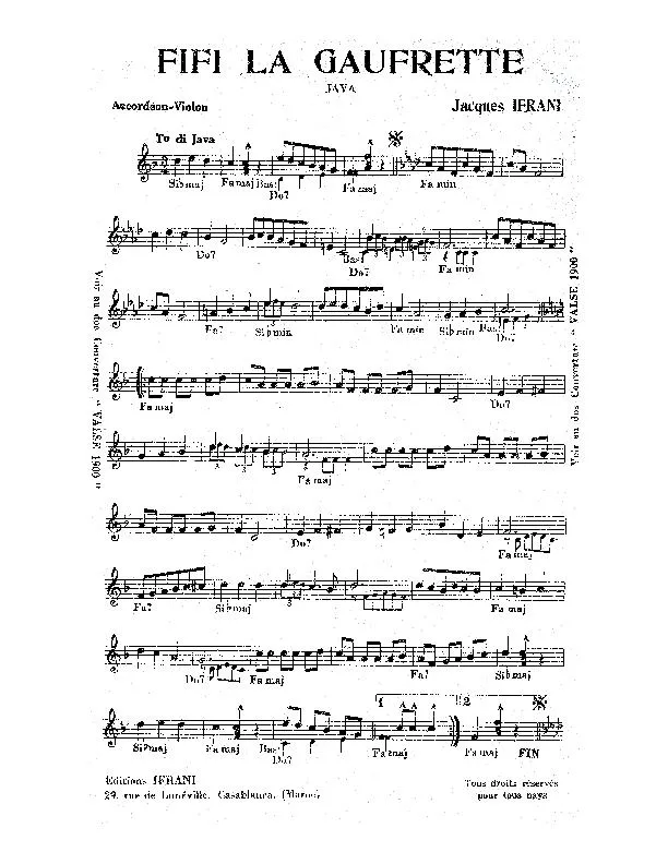 télécharger la partition d'accordéon Fifi la gaufrette (Java) (Orchestration Complète) au format PDF