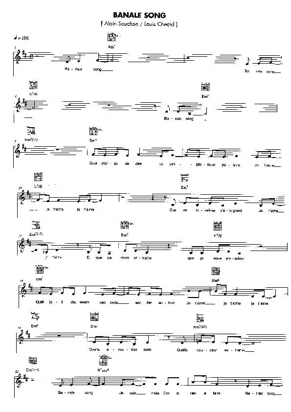 télécharger la partition d'accordéon Banale Song au format PDF