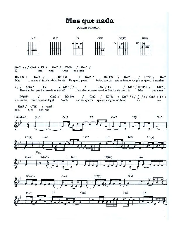 télécharger la partition d'accordéon Mas que nada (Bossa Nova) au format PDF