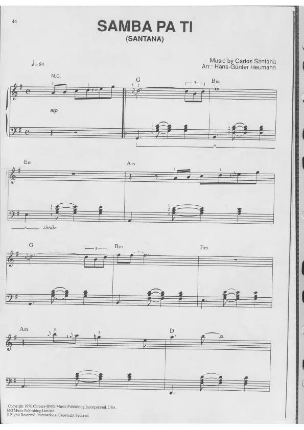 télécharger la partition d'accordéon Samba Pa' Ti (Arrangement : Hans Günter-Heumann) au format PDF