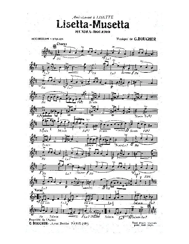 télécharger la partition d'accordéon Lisetta Musetta (Rumba Boléro) au format PDF