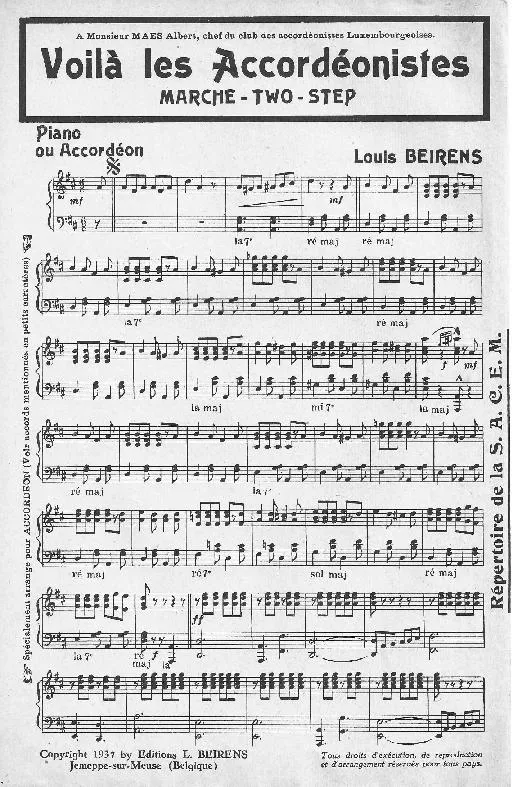 télécharger la partition d'accordéon Voilà les accordéonistes (Marche Step) (Orchestration Complète) au format PDF