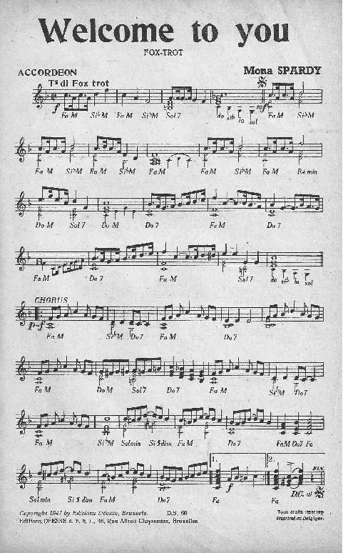 télécharger la partition d'accordéon Welcome to you (Orchestration Complète) (Fox Trot) au format PDF