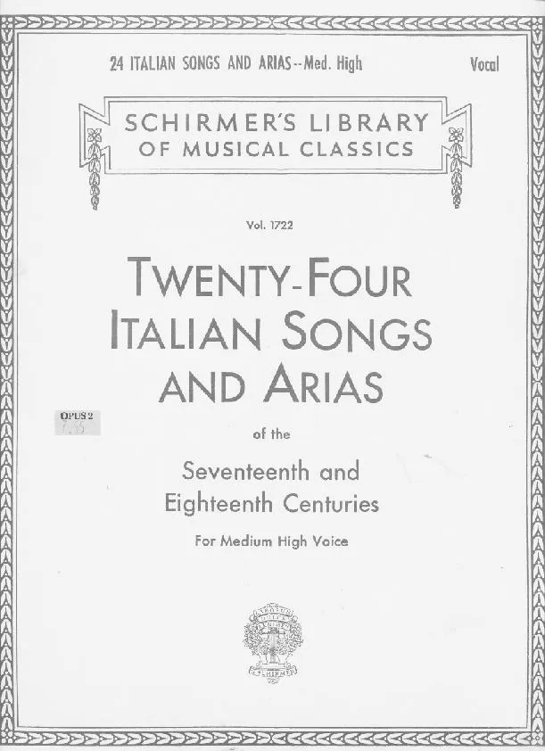 télécharger la partition d'accordéon Recueil : 24 Italian songs and arias au format PDF