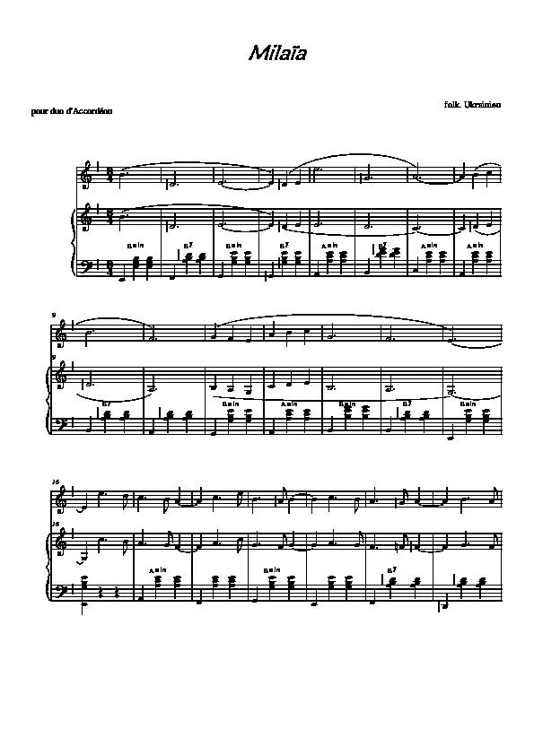 télécharger la partition d'accordéon Milaïa (Pour duo d'accordéon) au format PDF