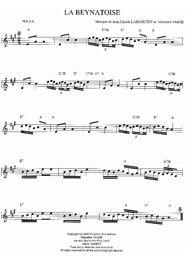 télécharger la partition d'accordéon La Beynatoise (Polka) au format PDF