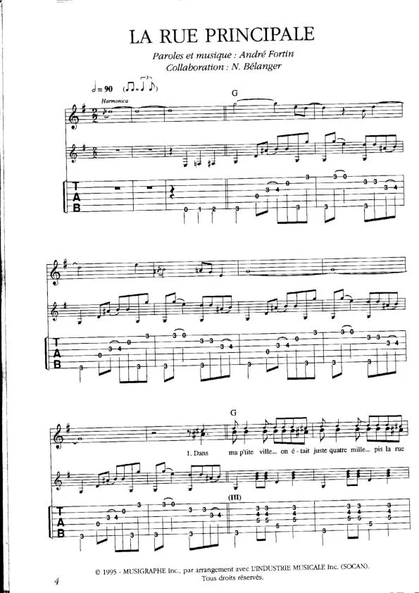 télécharger la partition d'accordéon La rue principale (Tablature guitare) au format PDF