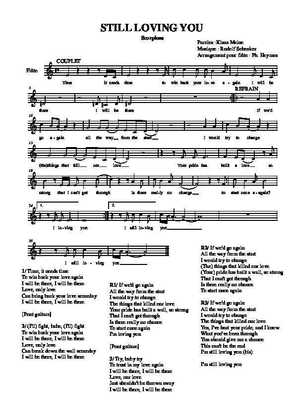 télécharger la partition d'accordéon Still Love In You (Partie Flûte) au format PDF