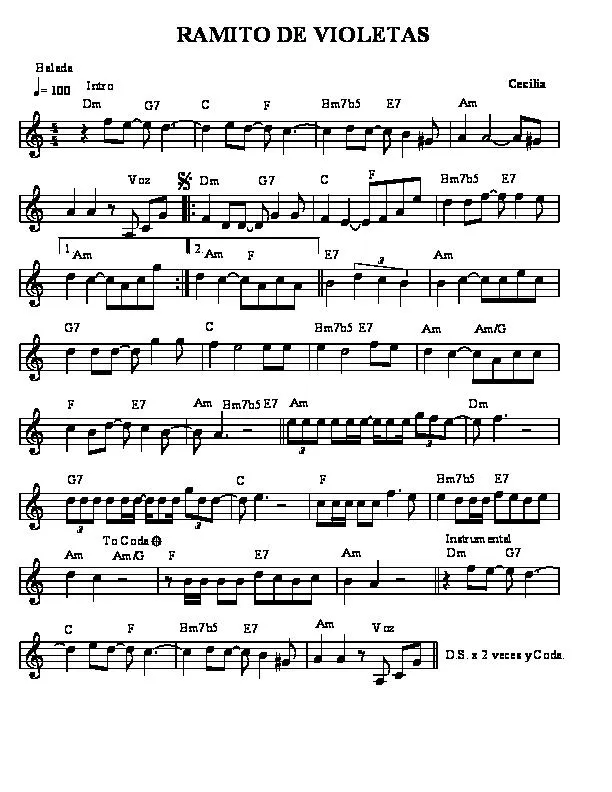 télécharger la partition d'accordéon Ramito de violetas (Ballade) au format PDF
