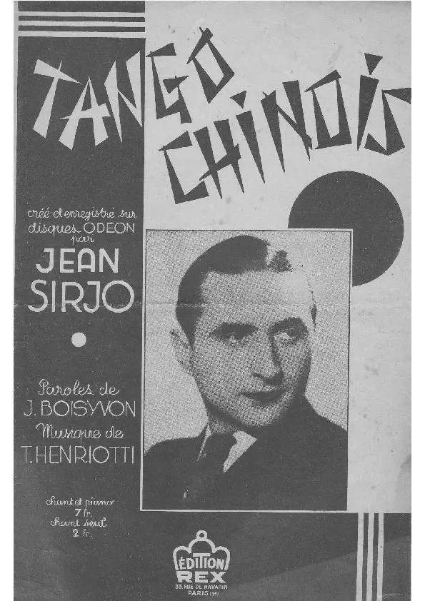 télécharger la partition d'accordéon Tango chinois au format PDF