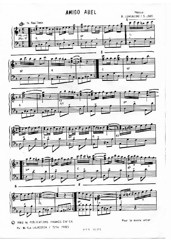 télécharger la partition d'accordéon Amigo Abel (Paso Doble) au format PDF