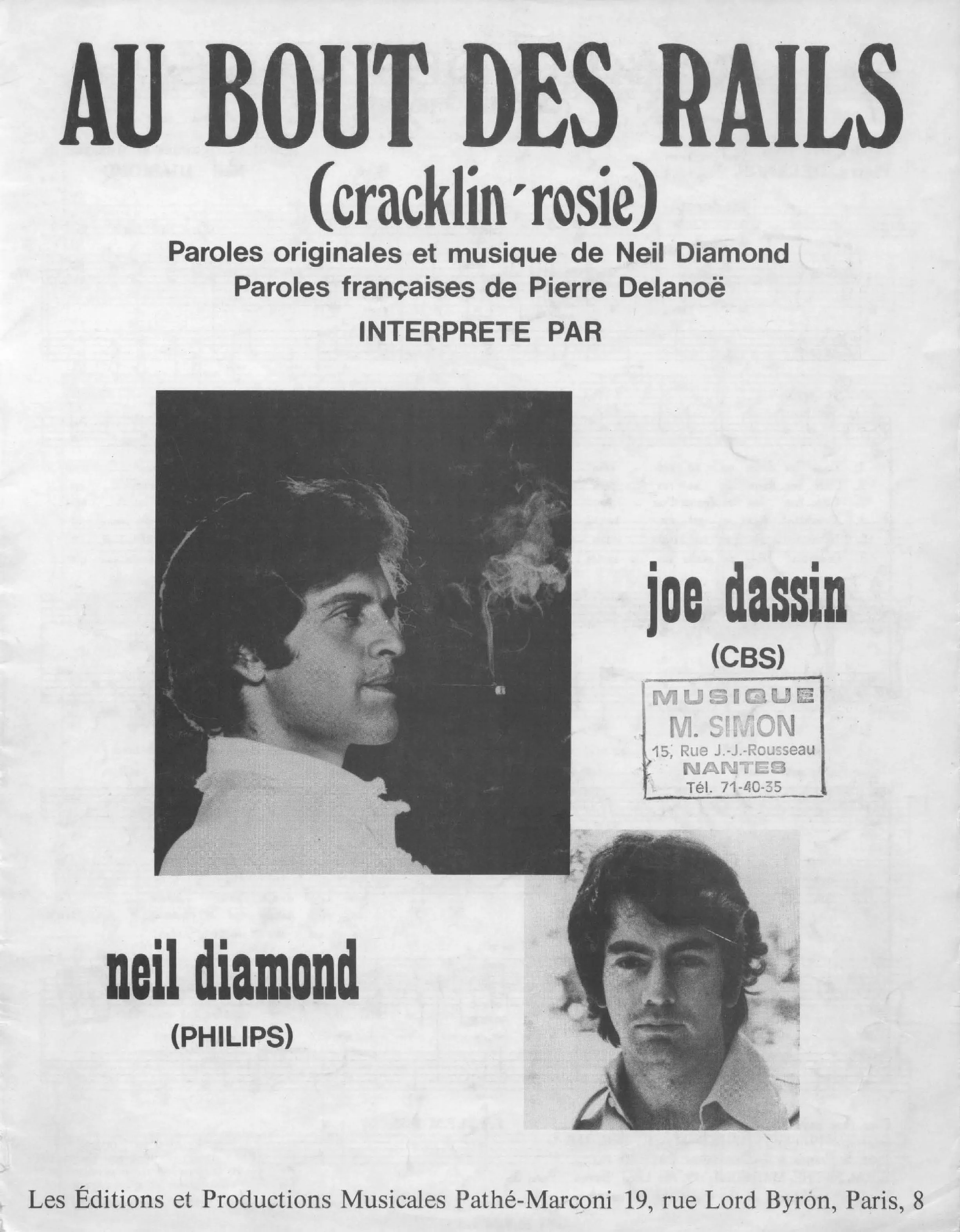 télécharger la partition d'accordéon Au bout des rails (Cracklin' rosie) au format PDF