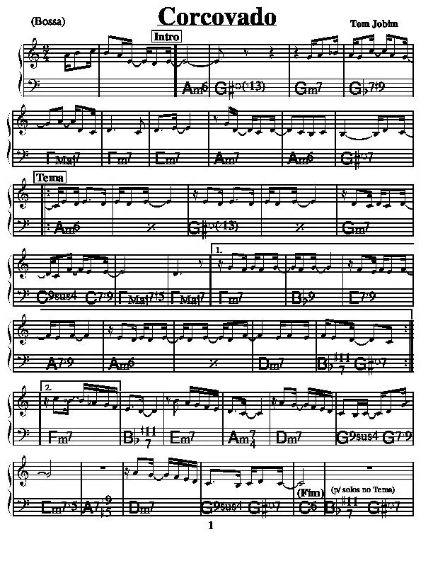 télécharger la partition d'accordéon Corcovado (Bossa) (Relevé) au format PDF