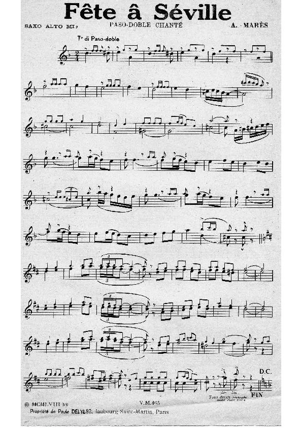 télécharger la partition d'accordéon Fête à Séville (Paso Doble Chanté) (Partie Saxo alto mib) au format PDF