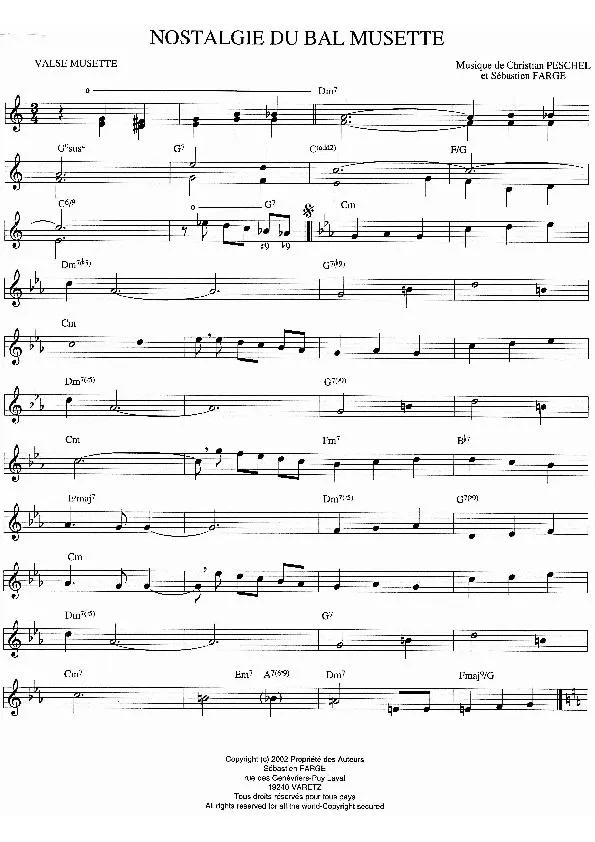 télécharger la partition d'accordéon Nostalgie du bal musette (Valse Musette) au format PDF