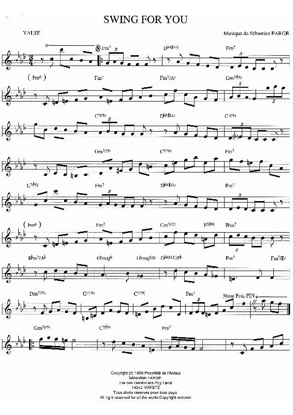 télécharger la partition d'accordéon Swing for you (Valse) au format PDF