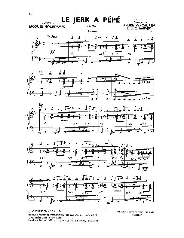 télécharger la partition d'accordéon Le jerk à Pépé (Piano) au format PDF