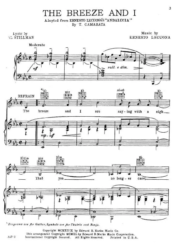 télécharger la partition d'accordéon Andalucia (The Breeze and I) au format PDF