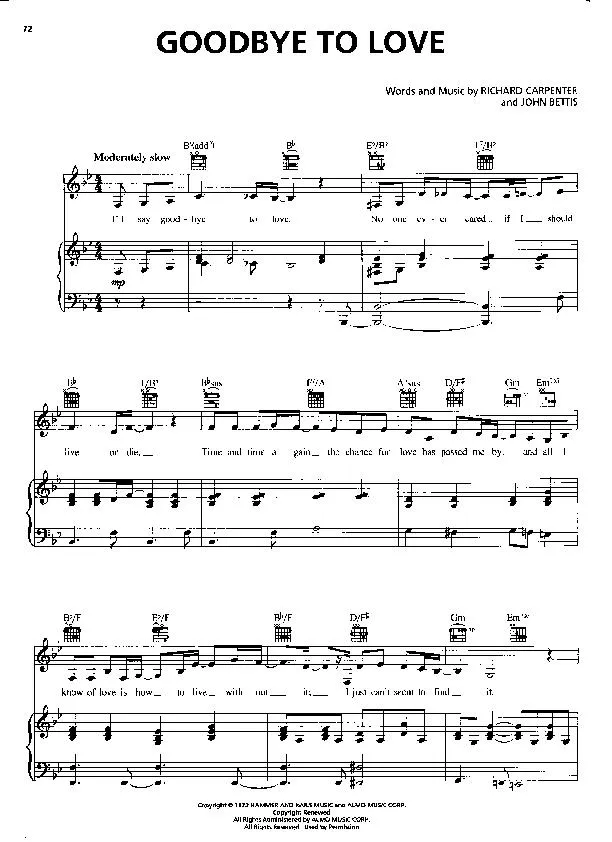 télécharger la partition d'accordéon Goodbye to love au format PDF