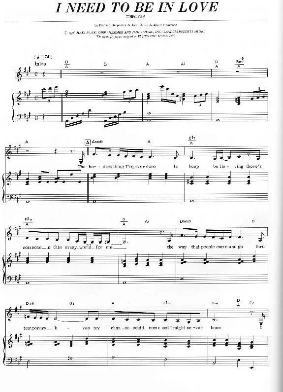 télécharger la partition d'accordéon I need to be in love au format PDF