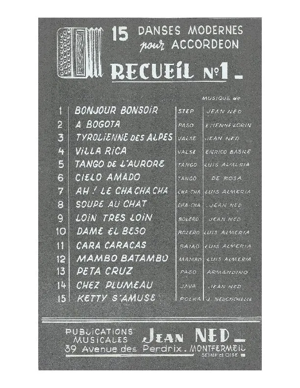 télécharger la partition d'accordéon Recueil 15 Danses Modernes pour Accordéon (Recueil n°1) au format PDF