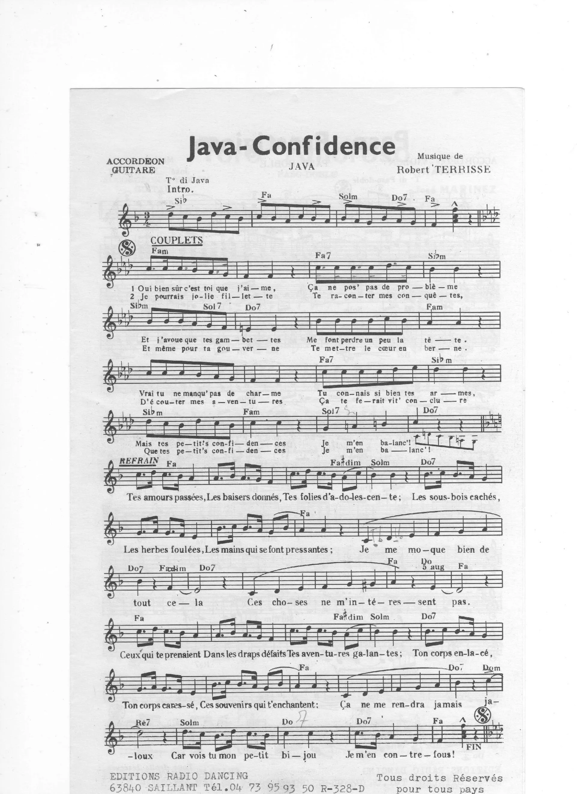 télécharger la partition d'accordéon Java Confidence au format PDF