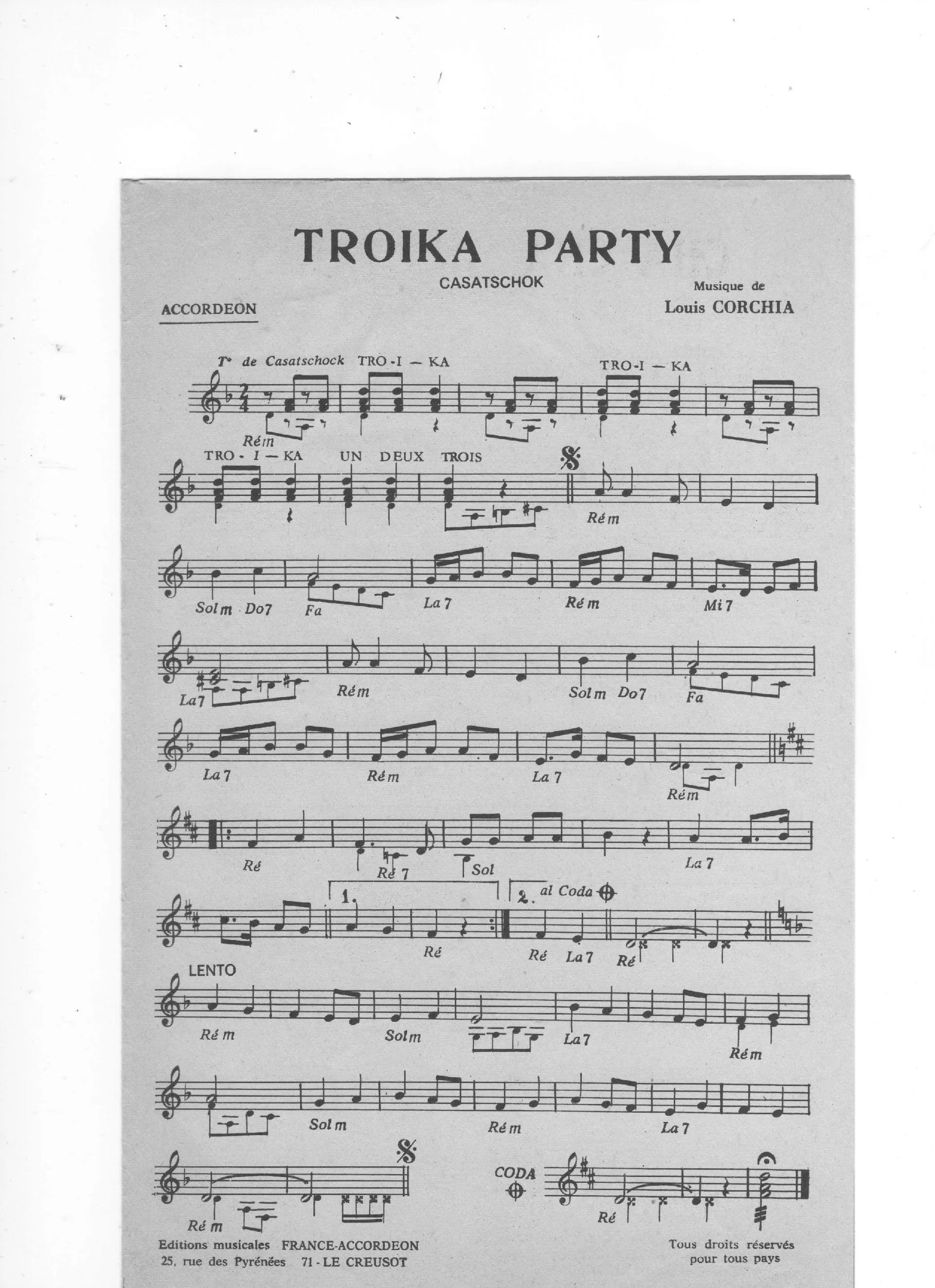 télécharger la partition d'accordéon Troïka Party (Casatschok) au format PDF
