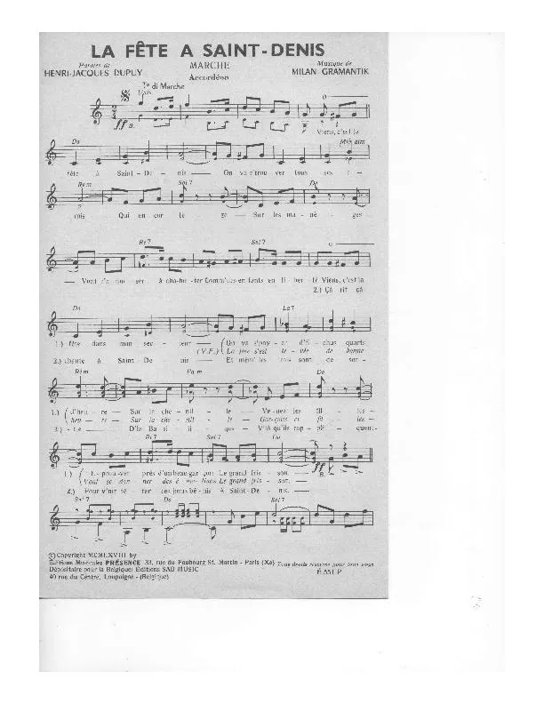 télécharger la partition d'accordéon La fête à Saint Denis (Marche) au format PDF