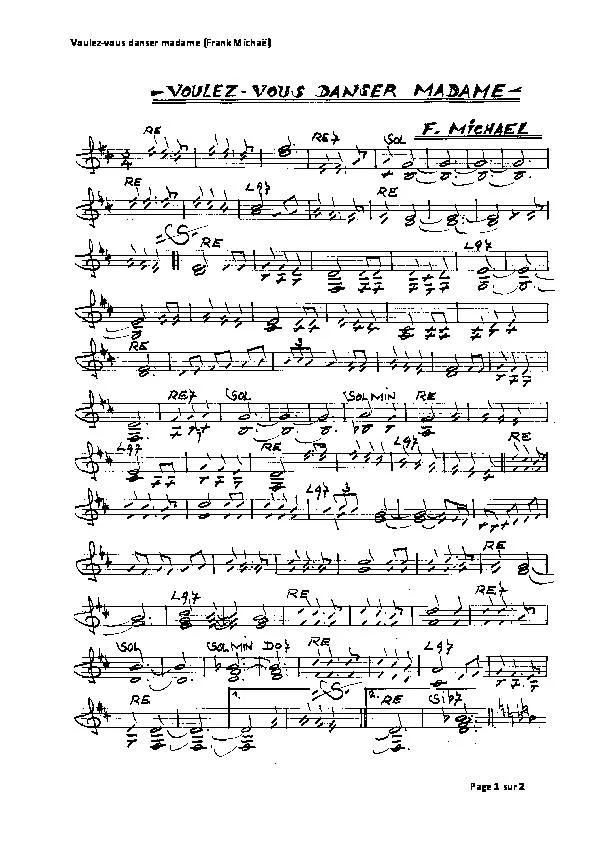 télécharger la partition d'accordéon Voulez vous danser Madame au format PDF