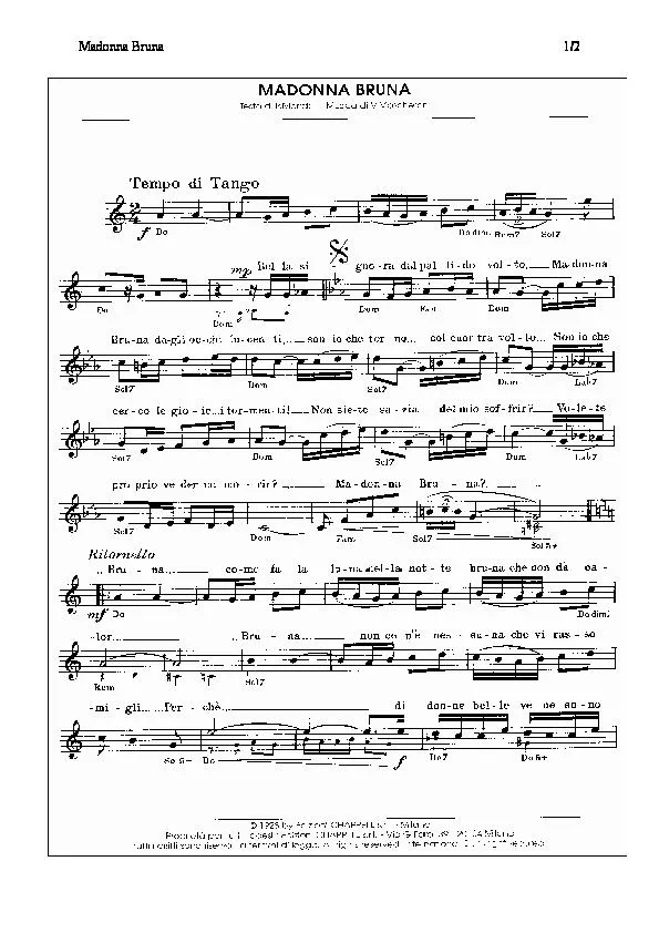 télécharger la partition d'accordéon Madonna Bruna (Tango) au format PDF