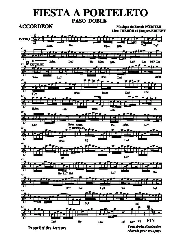 télécharger la partition d'accordéon Fiesta à Porteleto  (Paso doble) au format PDF