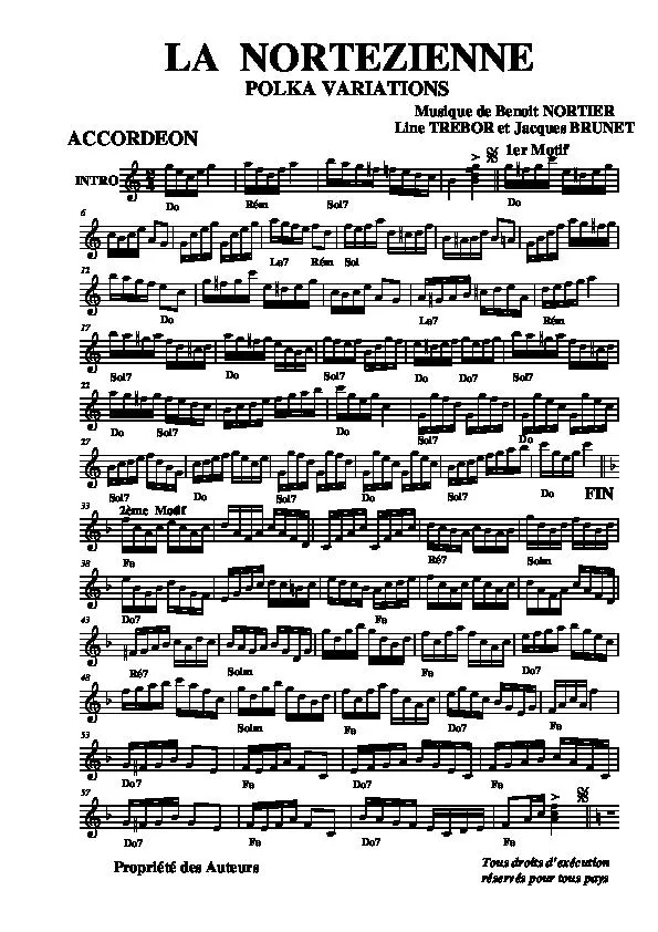 télécharger la partition d'accordéon La Nortézienne (Polka variations) au format PDF