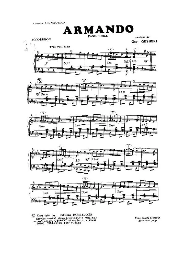télécharger la partition d'accordéon Armando (Paso Doble) au format PDF