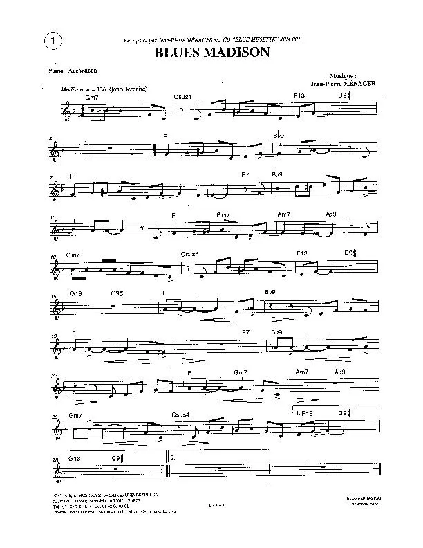 télécharger la partition d'accordéon Blues Madison au format PDF