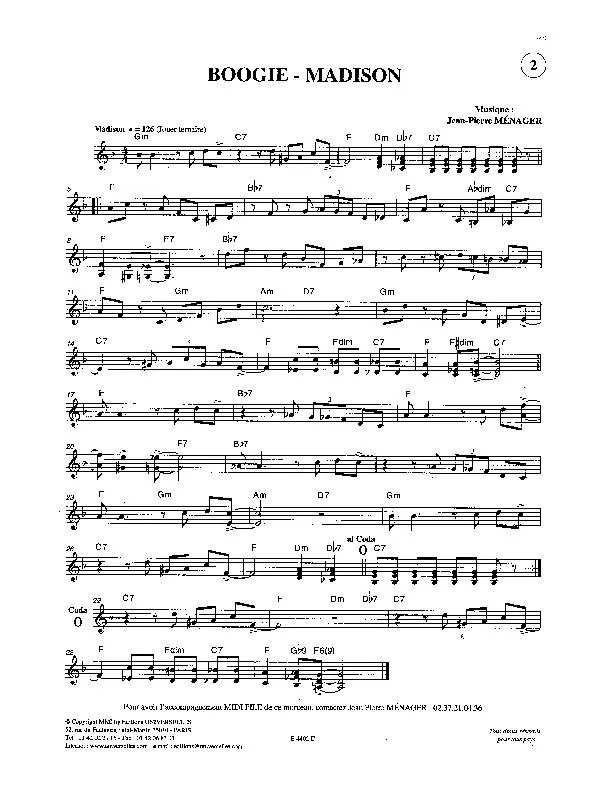 télécharger la partition d'accordéon Boogie Madison au format PDF