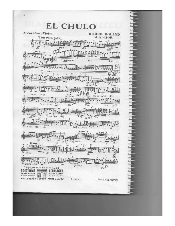 télécharger la partition d'accordéon El chulo (Paso doble) au format PDF