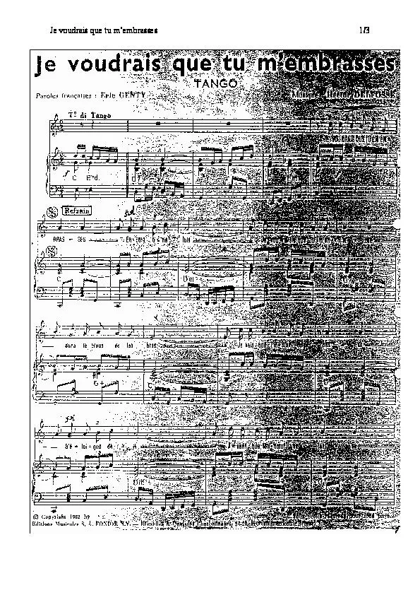 télécharger la partition d'accordéon Je voudrais que tu m'embrasses (Tango Chanté) au format PDF