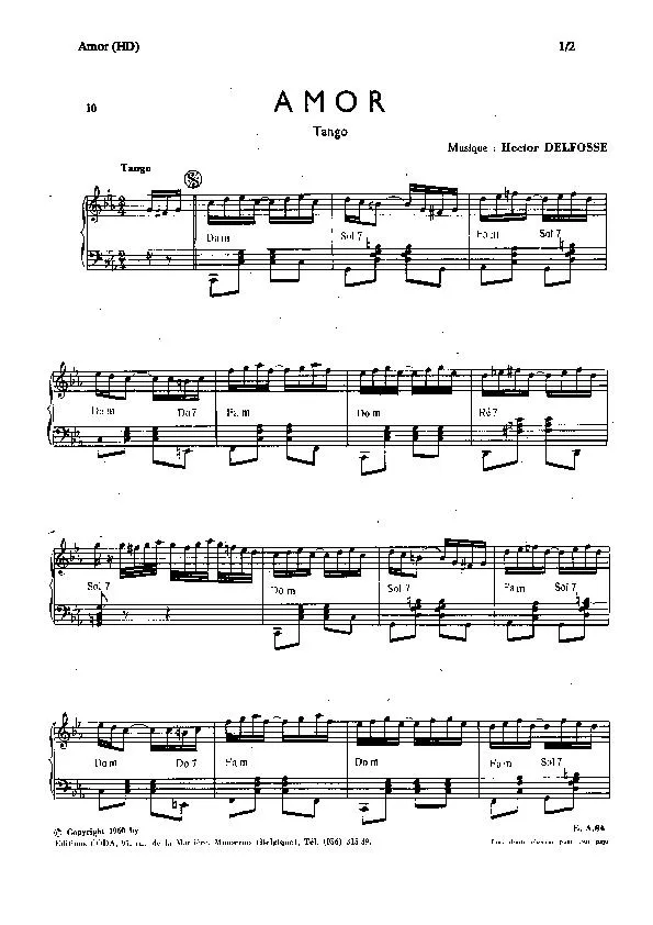 télécharger la partition d'accordéon Amor (Tango) au format PDF