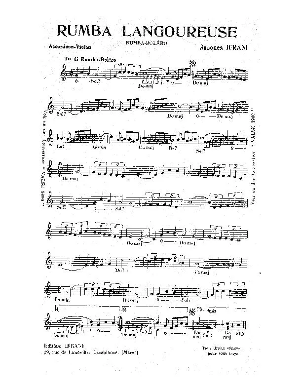 télécharger la partition d'accordéon Rumba langoureuse (Orchestration Complète) au format PDF
