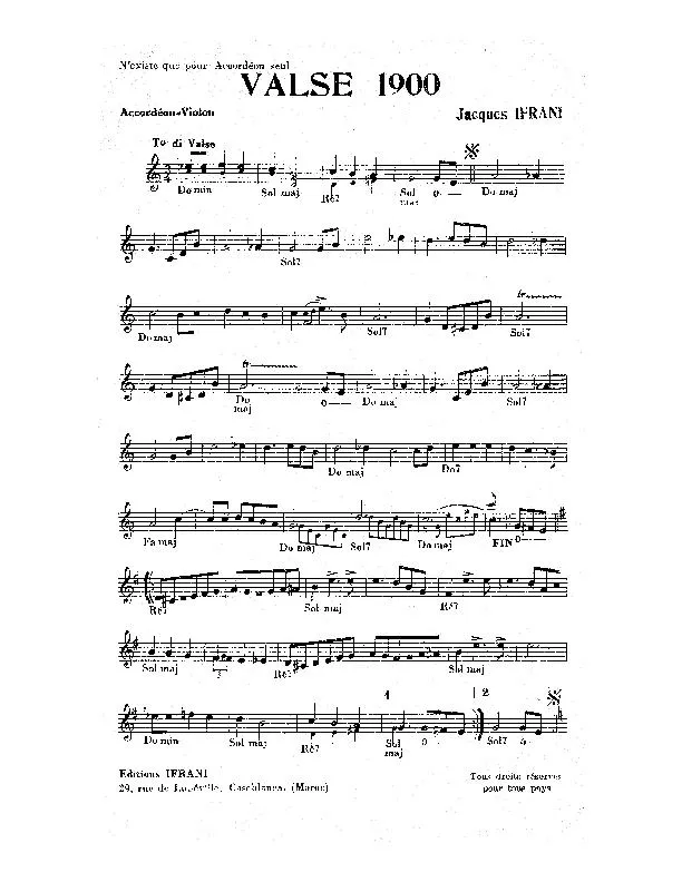 télécharger la partition d'accordéon Valse 1900 au format PDF