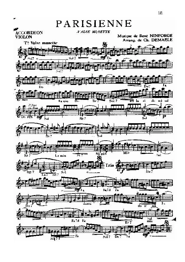 télécharger la partition d'accordéon Parisienne (Arrangement : Charles Demaele) (Valse Musette) au format PDF