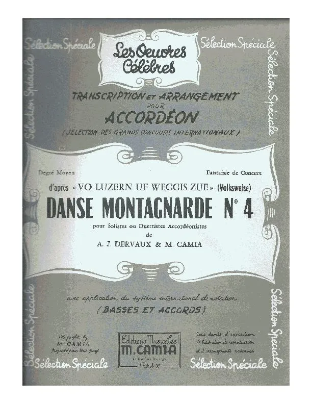 télécharger la partition d'accordéon Danse Montagnarde n°4 (1er Accordéon) (Fantaisie de Concert) au format PDF