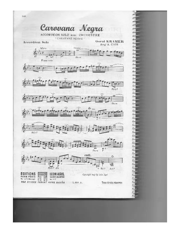 télécharger la partition d'accordéon Carovana negra (Caravane nègre) (Arrangement André Cior) (Afro) au format PDF