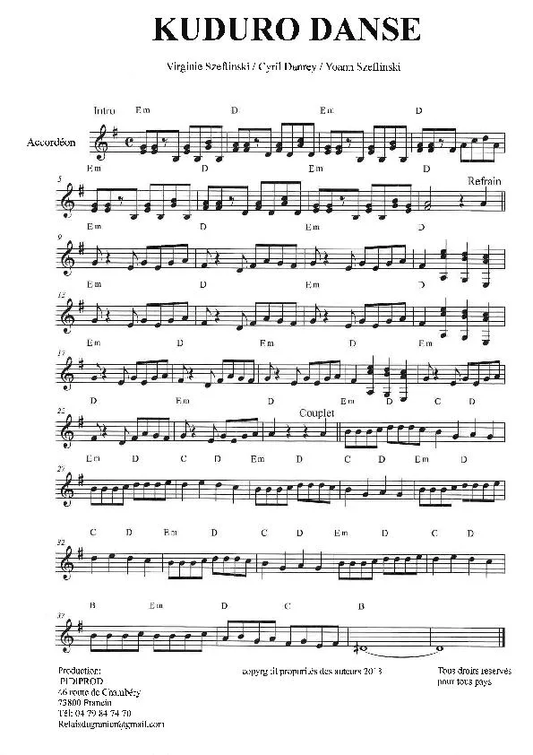 télécharger la partition d'accordéon Kuduro Danse au format PDF