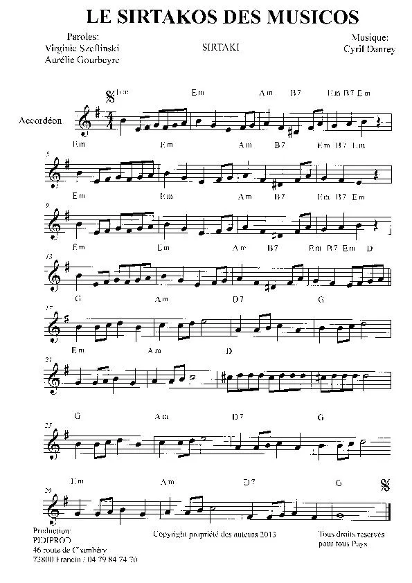 télécharger la partition d'accordéon Le sirtakos des Musicos au format PDF